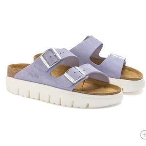 NWT Birkenstock Arizona Papillio Chunky Purple Fog Suede Leather 38/7-7.5 Narrow